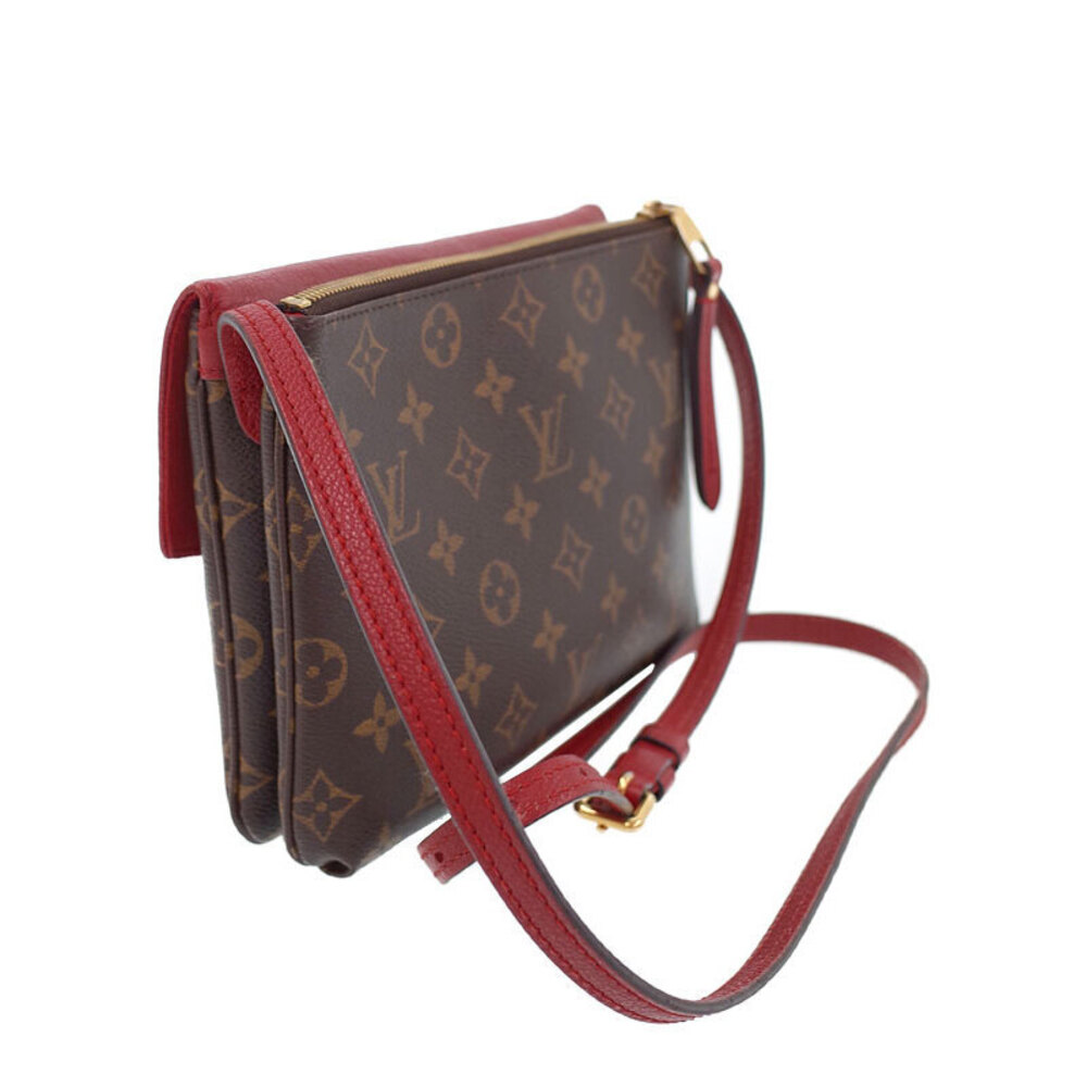 Louis Vuitton Monogram Twice Shoulder Brown Bag Leather
